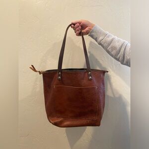 Portland Leather Midsize Tote in “Nutmeg”